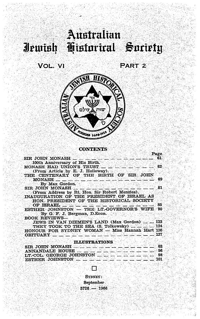 Australian Jewish Historical Society Journal, 6, 2 (1966)