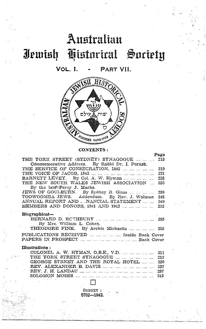 Australian Jewish Historical Society Journal, 1, 7 (1942)