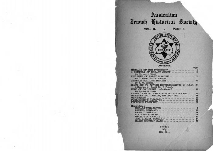 Australian Jewish Historical Society Journal, 2, 1 (1944)