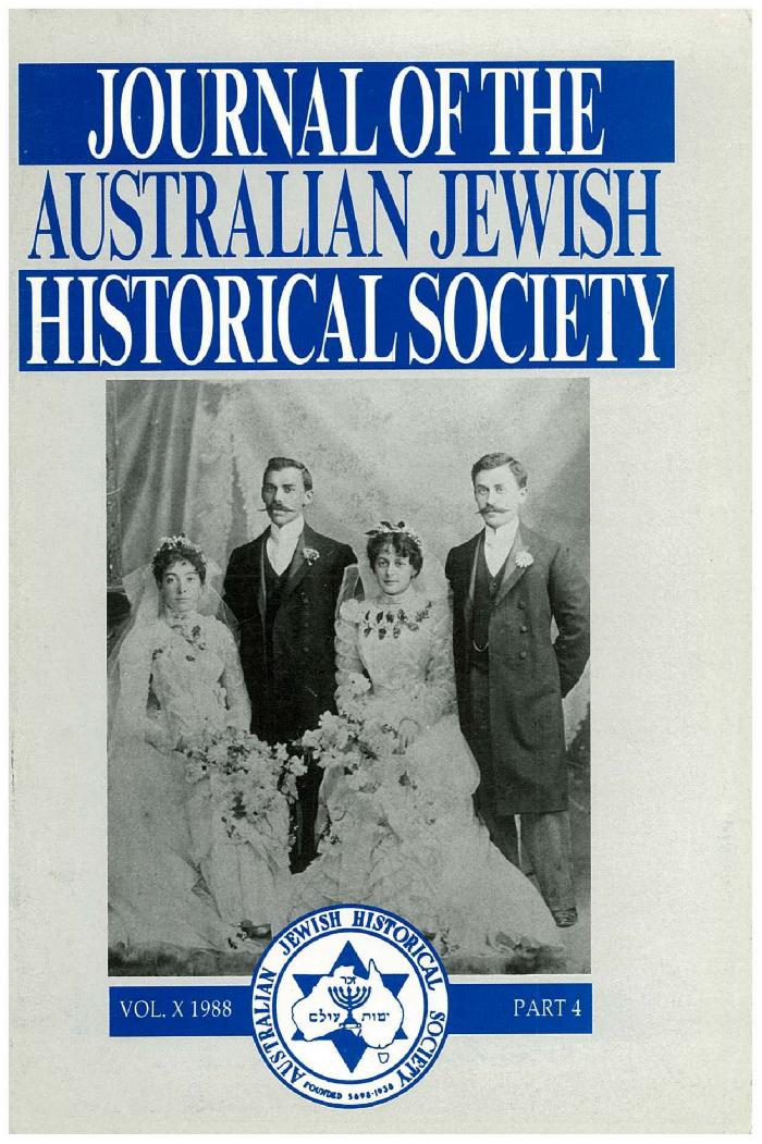 Australian Jewish Historical Society Journal, 10, 4 (1988)