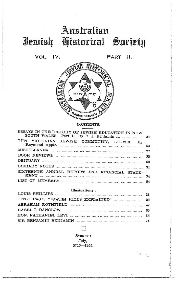 Australian Jewish Historical Society Journal, 4, 2 (1955)