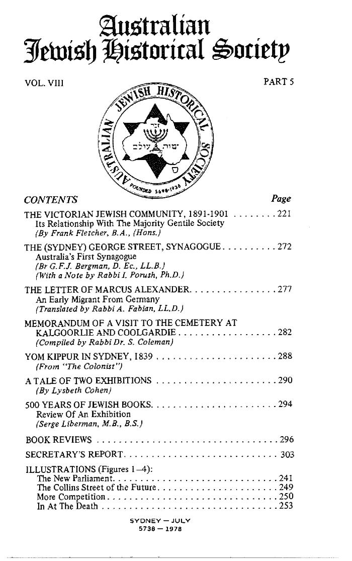 Australian Jewish Historical Society Journal, 8, 5 (1978)