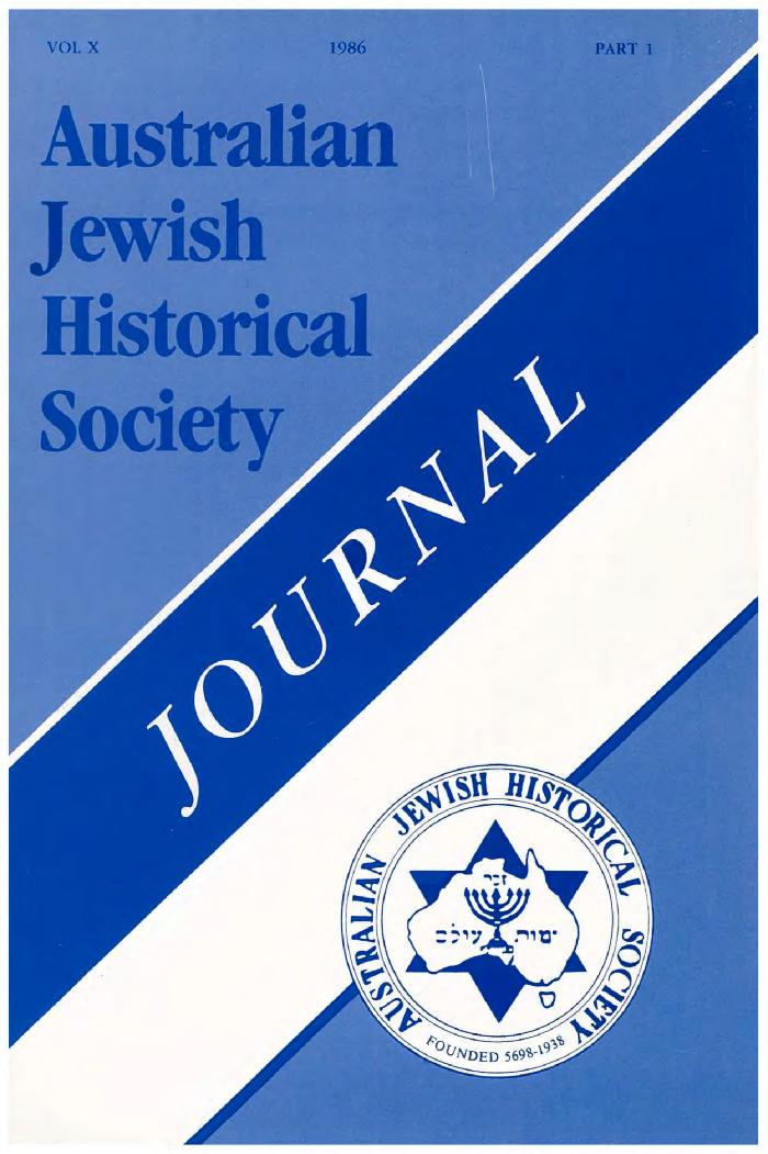 Australian Jewish Historical Society Journal, 10, 1 (1986)