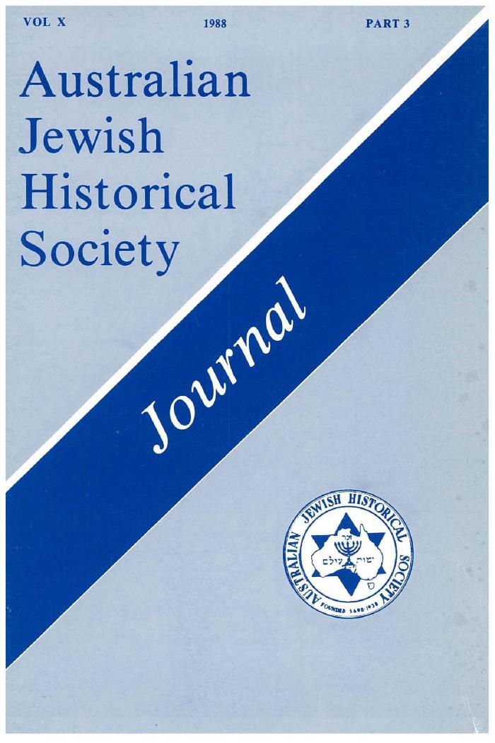 Australian Jewish Historical Society Journal, 10, 3 (1988)