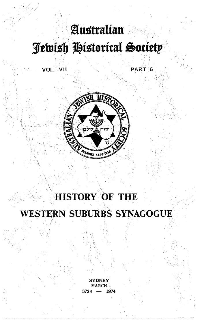 Australian Jewish Historical Society Journal, 7, 6 (1974)