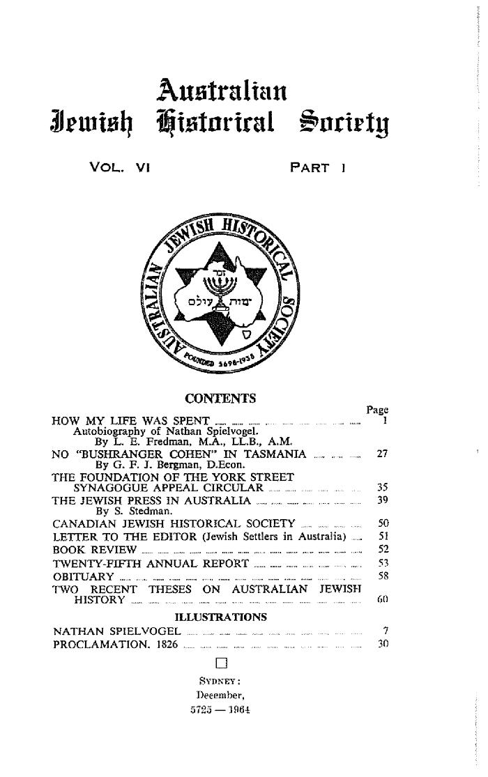 Australian Jewish Historical Society Journal, 6, 1 (1964)