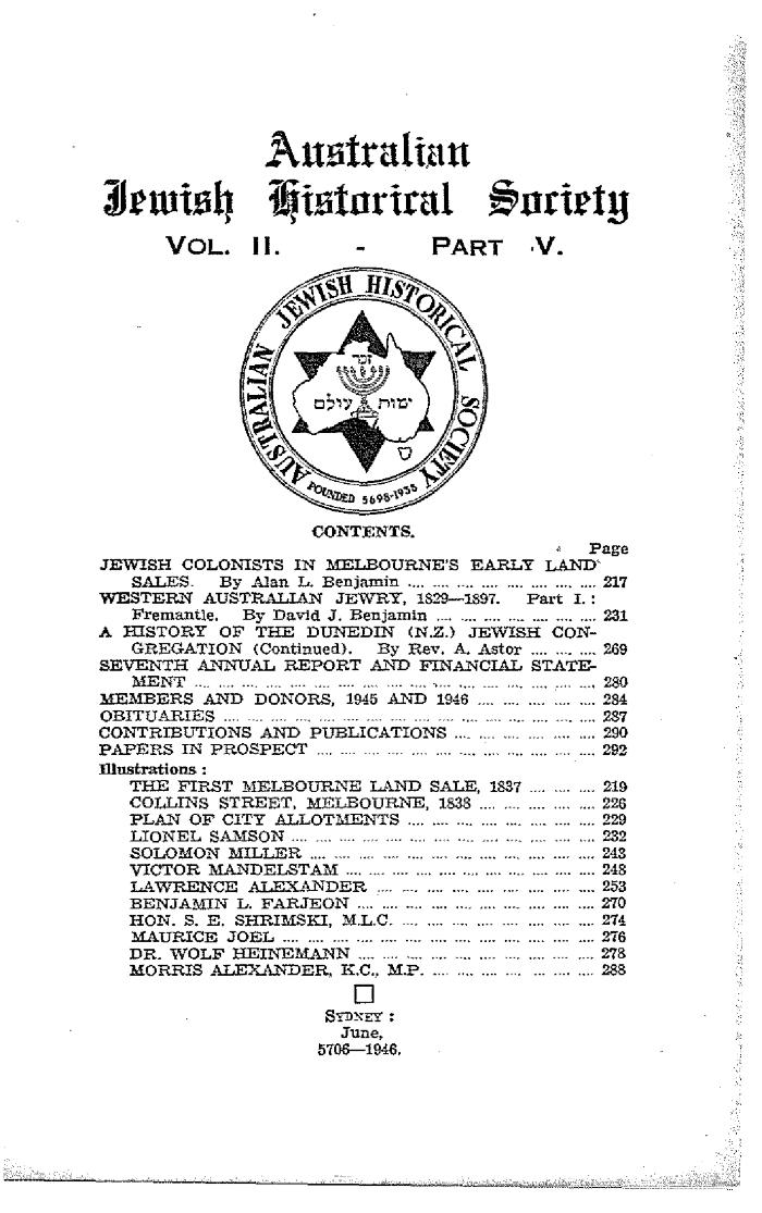 Australian Jewish Historical Society Journal, 2, 5 (1946)