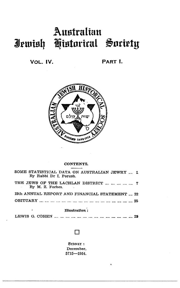 Australian Jewish Historical Society Journal, 4, 1 (1954)