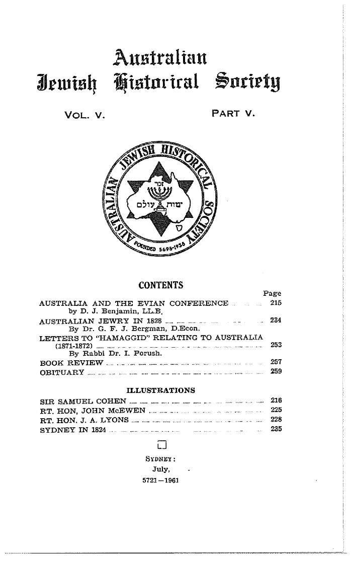 Australian Jewish Historical Society Journal, 5, 5 (1961)