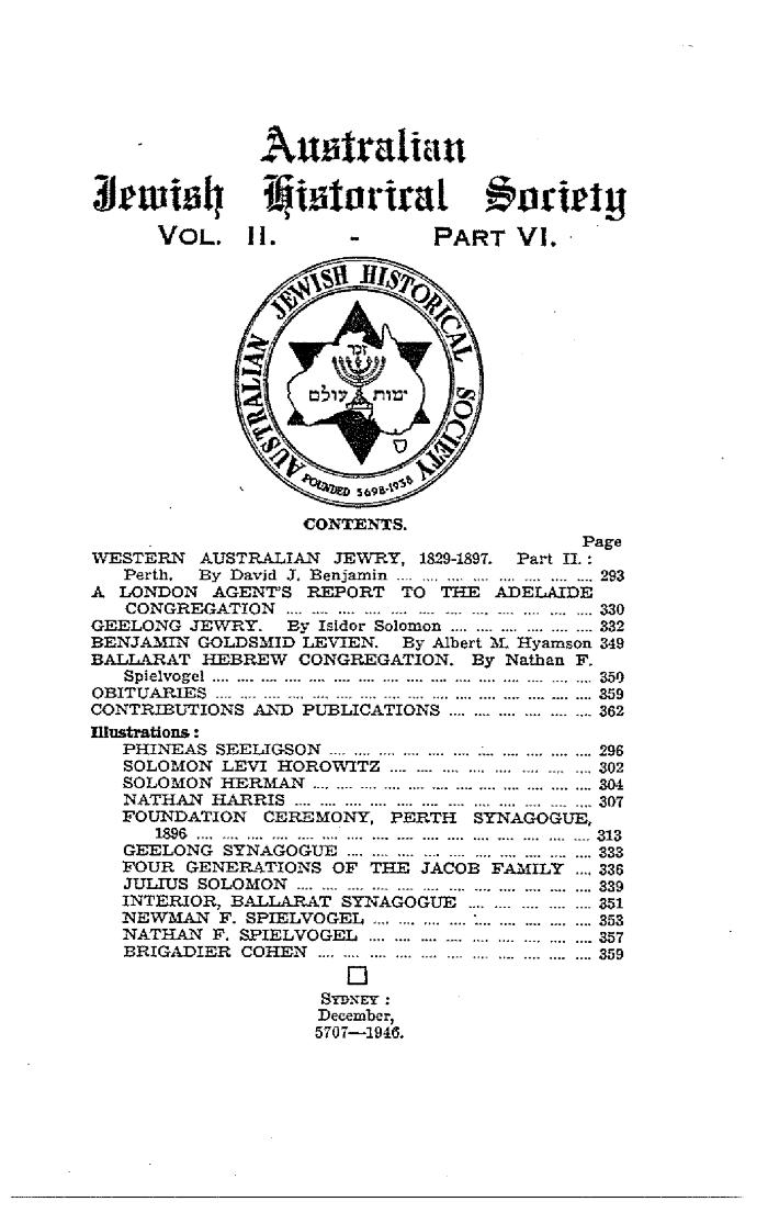 Australian Jewish Historical Society Journal, 2, 6 (1946)