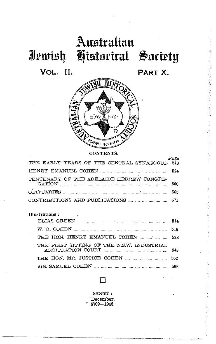 Australian Jewish Historical Society Journal, 2, 10 (1948)