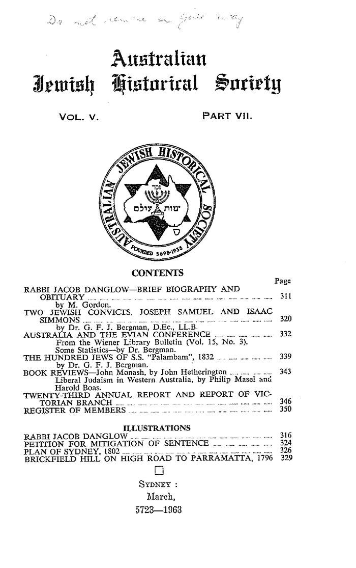 Australian Jewish Historical Society Journal, 5, 7 (1963)