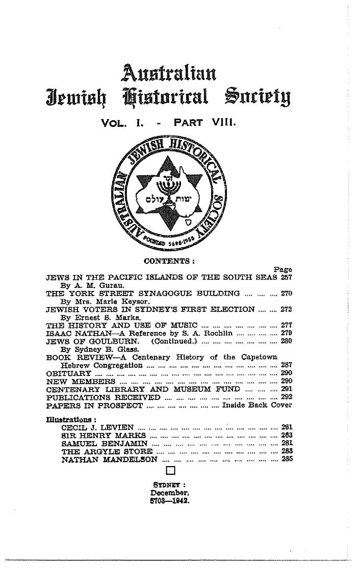 Australian Jewish Historical Society Journal, 1, 8 (1942)