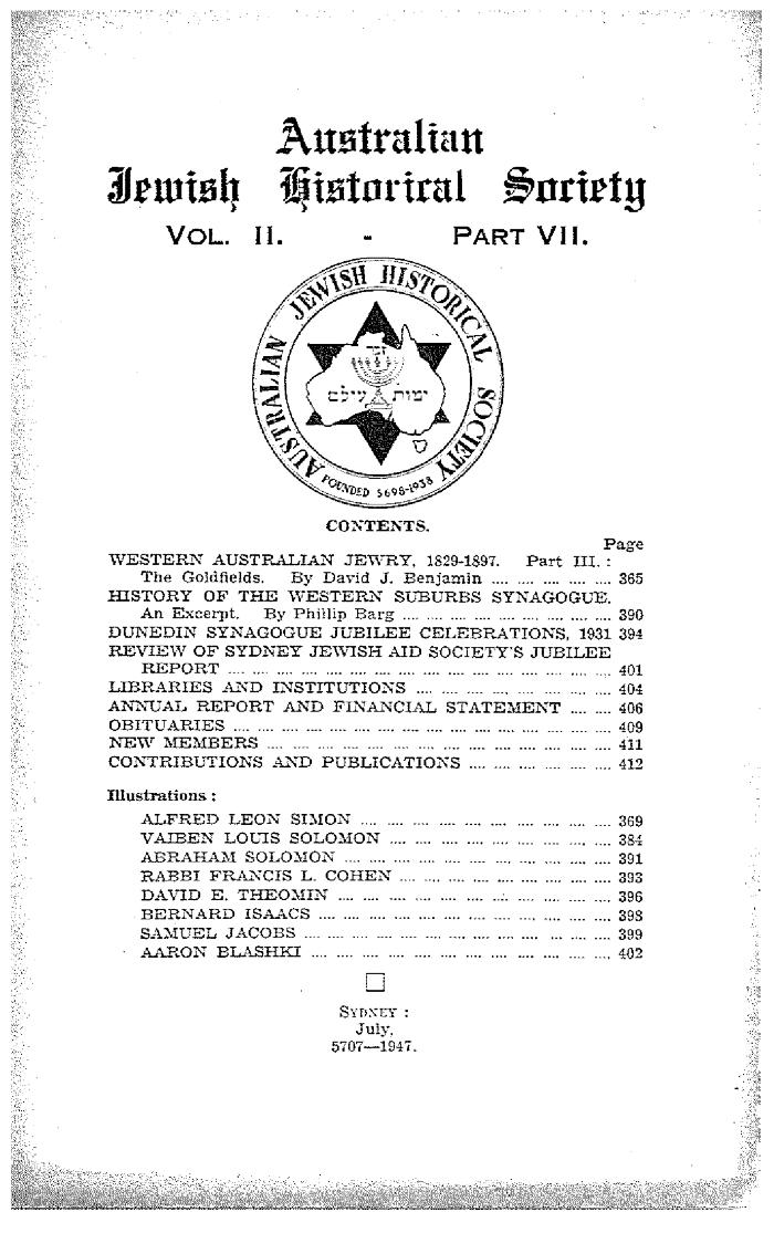 Australian Jewish Historical Society Journal, 2, 7 (1947)