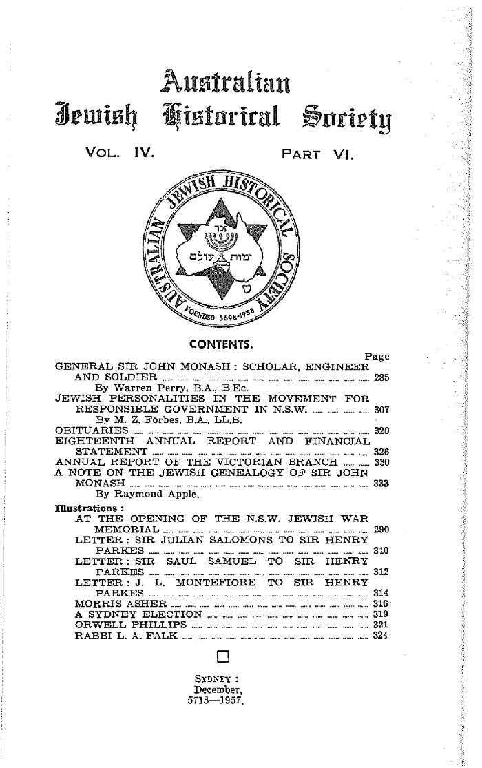 Australian Jewish Historical Society Journal, 4, 6 (1957)