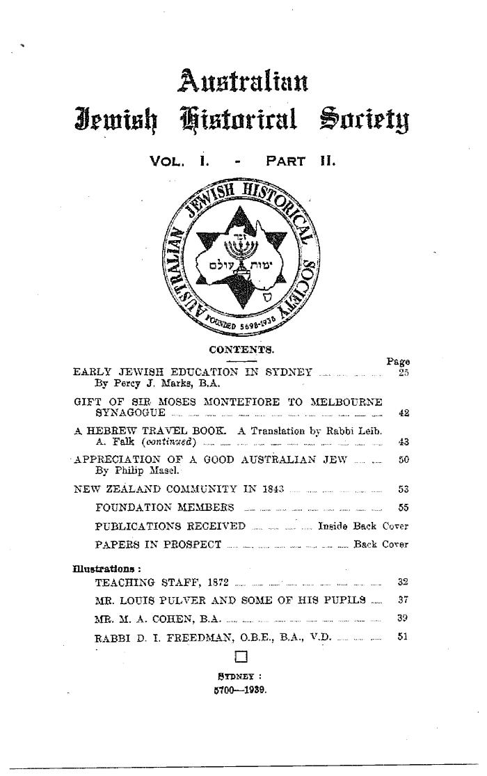 Australian Jewish Historical Society Journal, 1, 2 (1939)