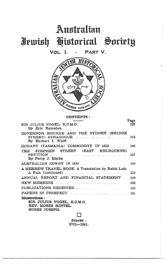 Australian Jewish Historical Society Journal, 1, 5 (1941)