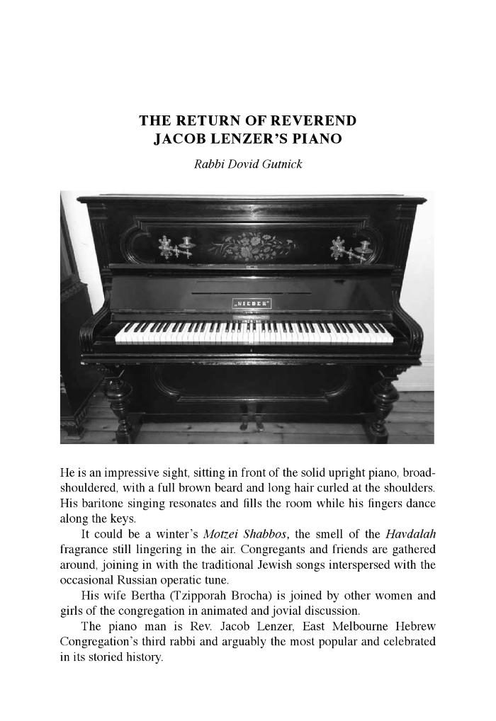 The return of Reverend Jacob Lenzer's piano