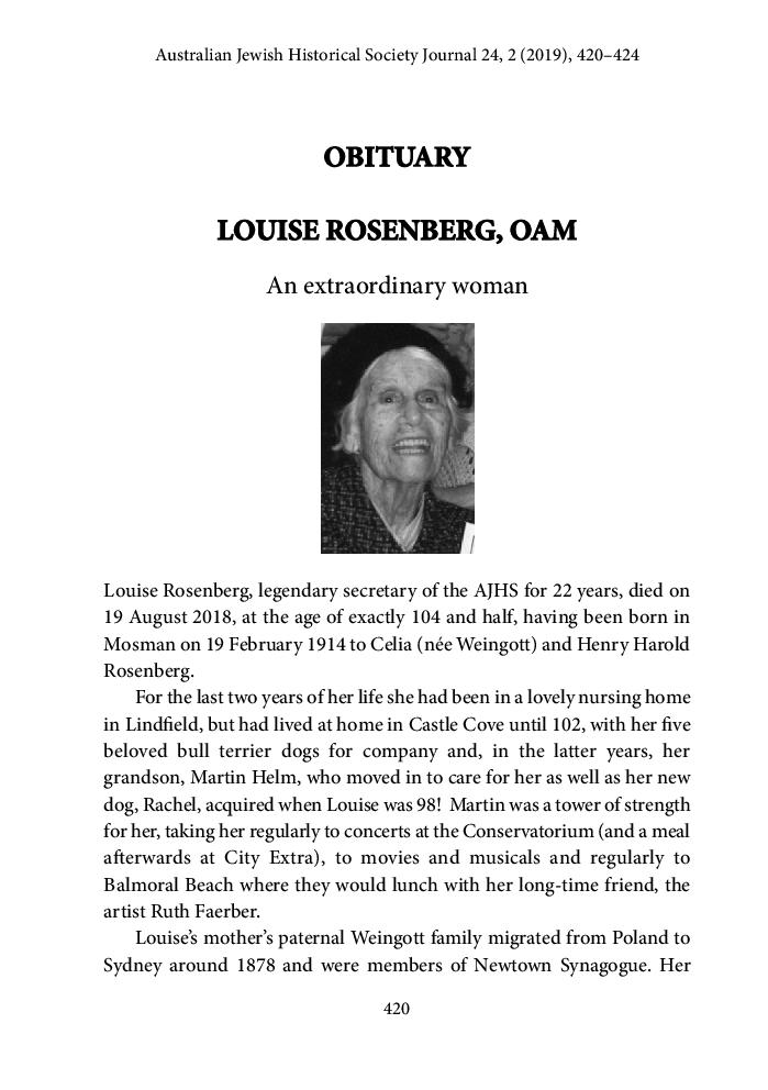 Obituary: Louise Rosenberg