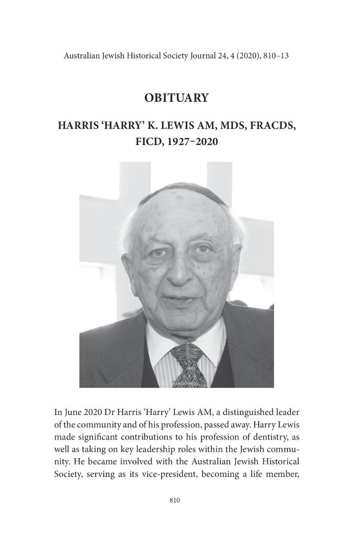 Obituary: Harris K Lewis 1927-2020