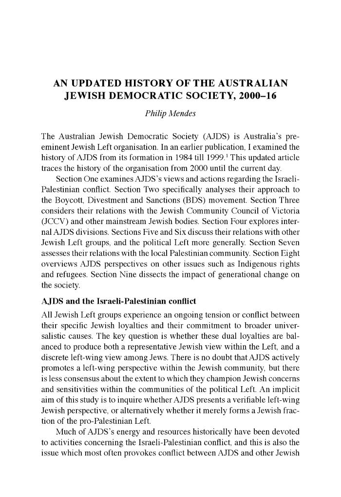 An Updated history of the Australian Jewish Democratic Society, 2000-16