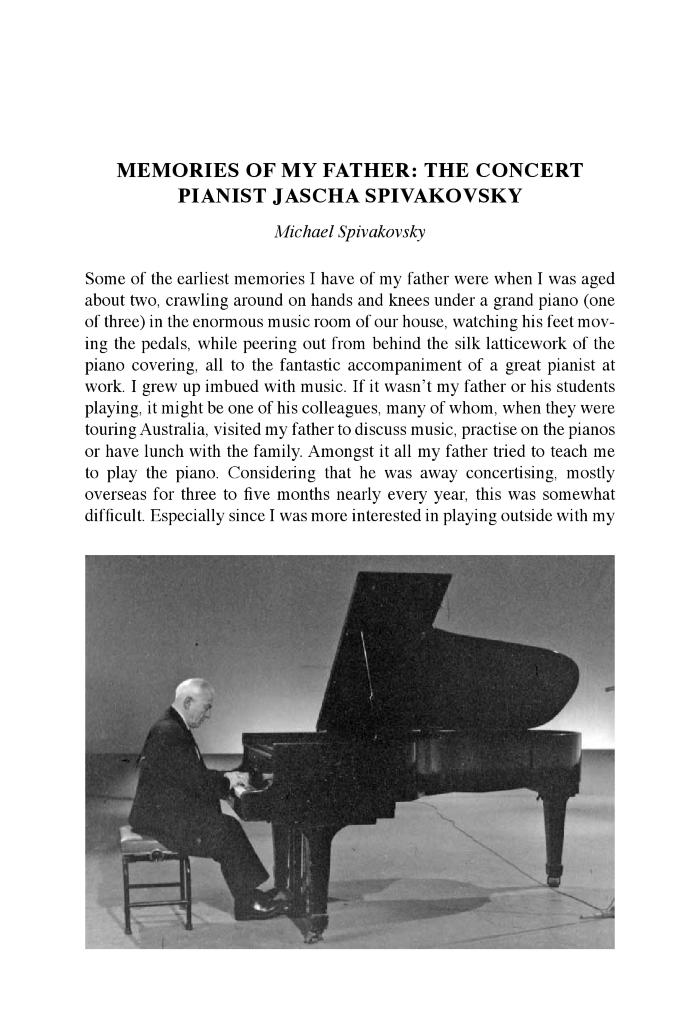 Memories of my Father : The Concert Pianist Jascha Spivakovsky