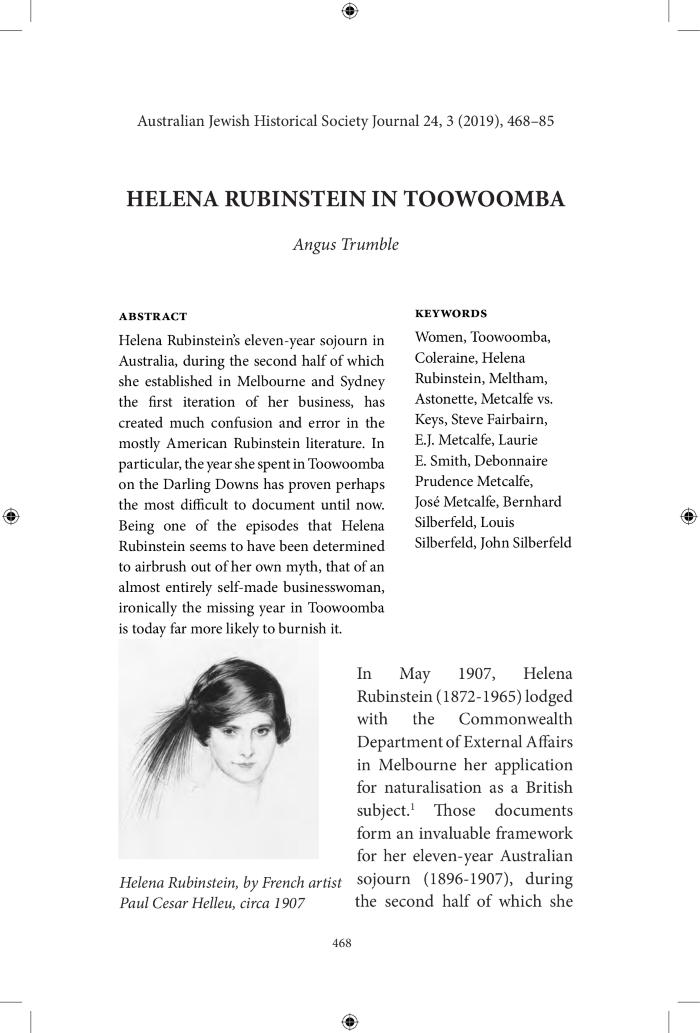 Helena Rubinstein in Toowoomba