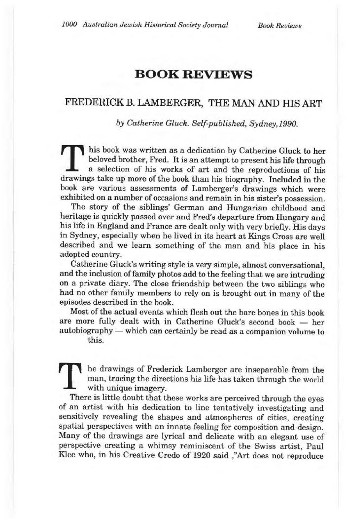 Frederick B Lamberger, the man and  his art