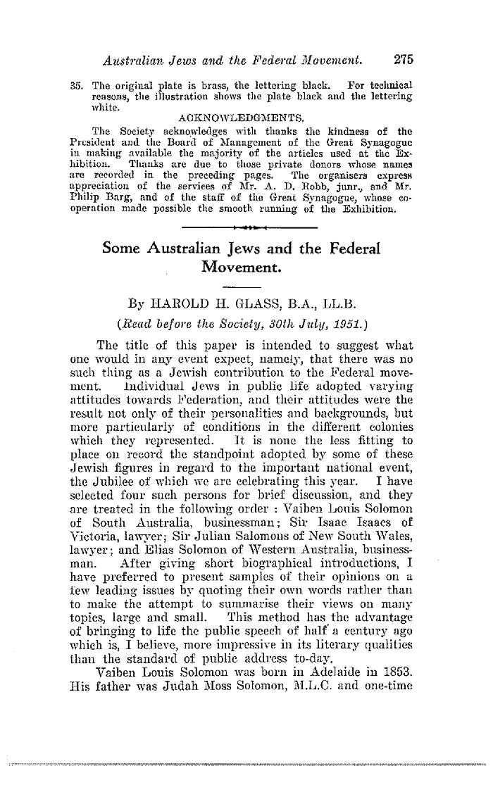 Some Australian Jews and the Federal Movement