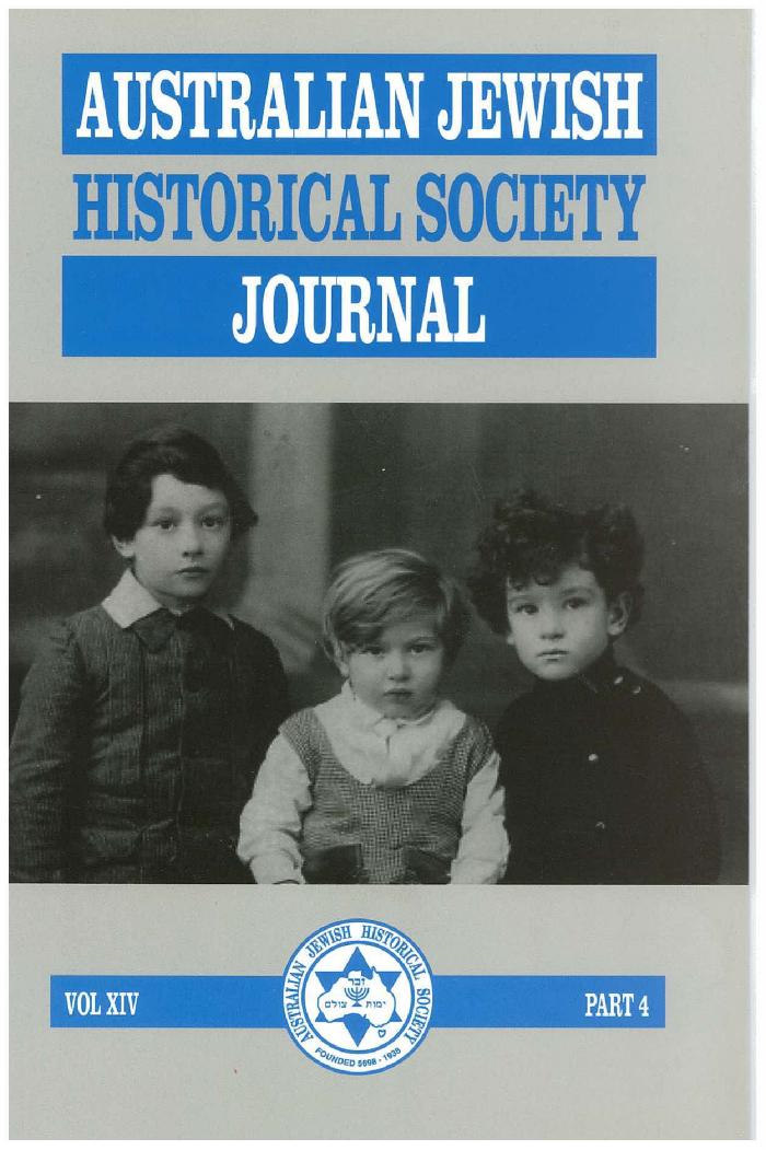 Australian Jewish Historical Society Journal, 14, 4 (1999)