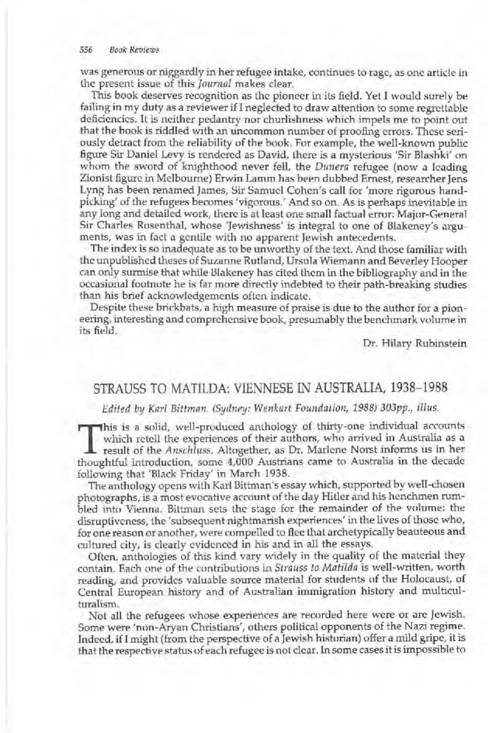 Strauss to Matilda. Viennese in Australia. 1938-1988