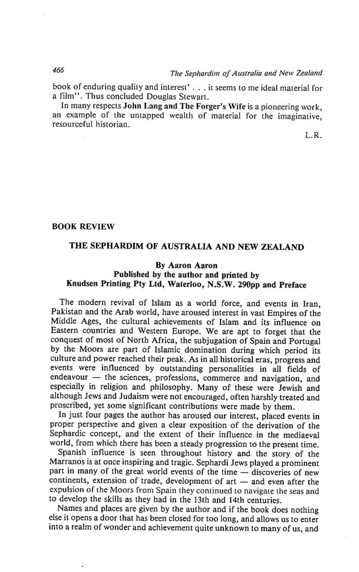 The Sephardim of Australia and New Zealand