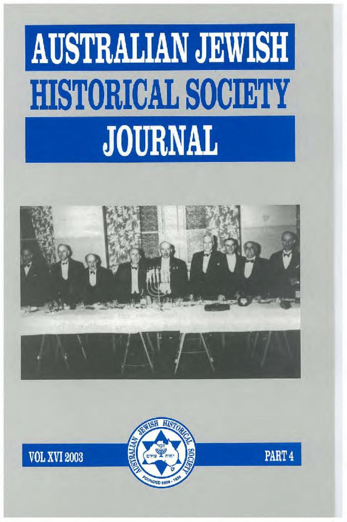 Australian Jewish Historical Society Journal, 16, 4 (2003)