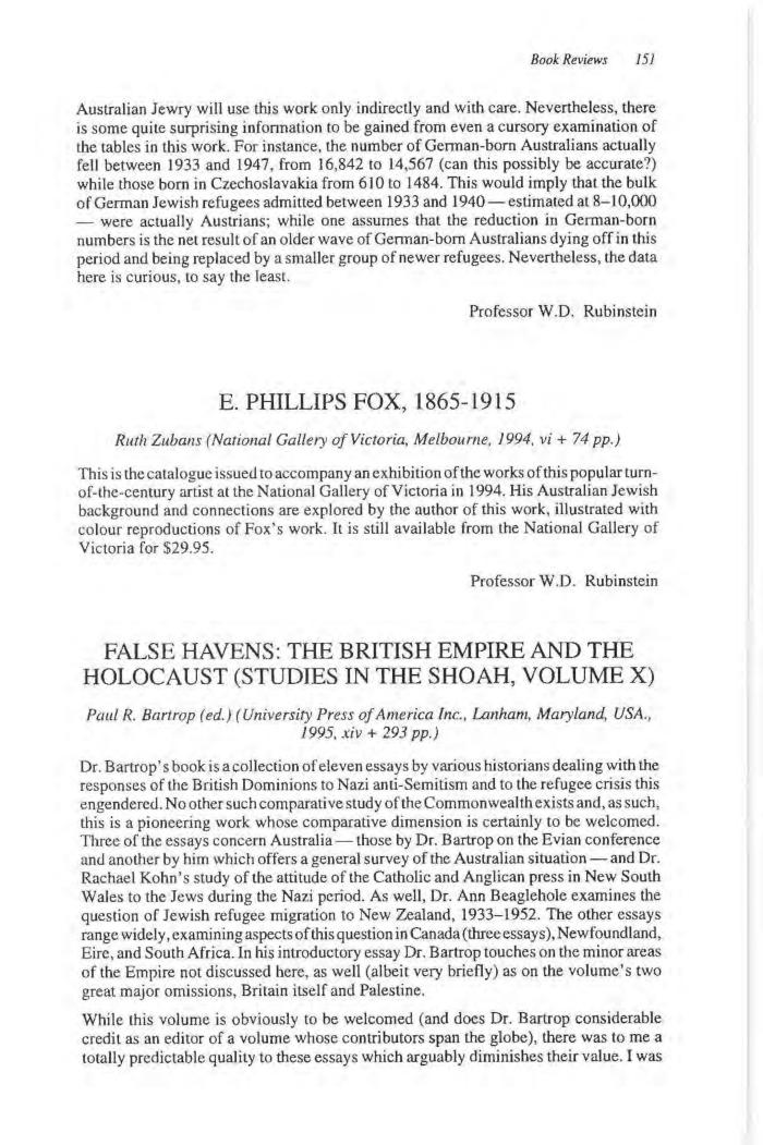 False Havens. The British Empire and the Holocaust (Studies in the Shoah, Volume X)