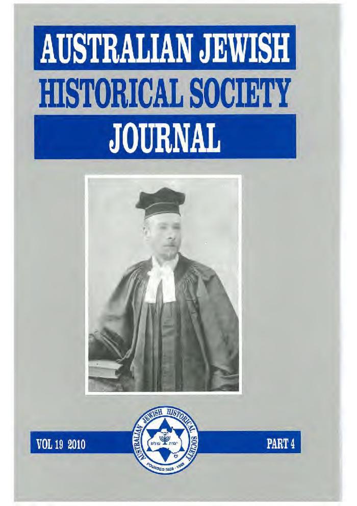 Australian Jewish Historical Society Journal, 19, 4 (2010)