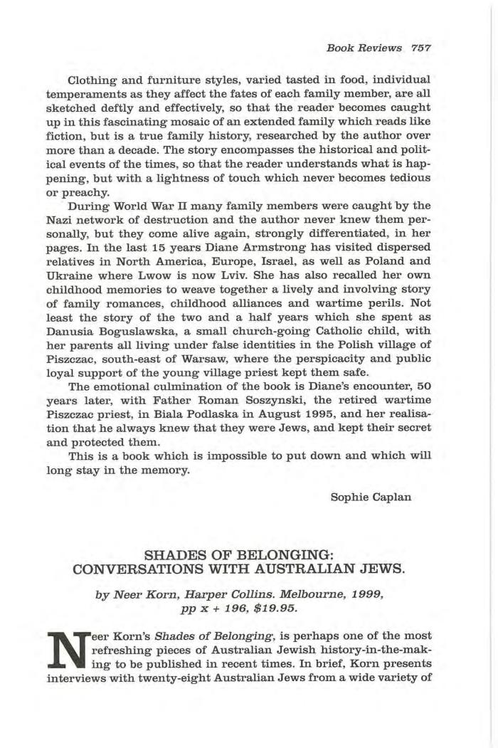 Shades of Belonging.Conversations with Australian Jews