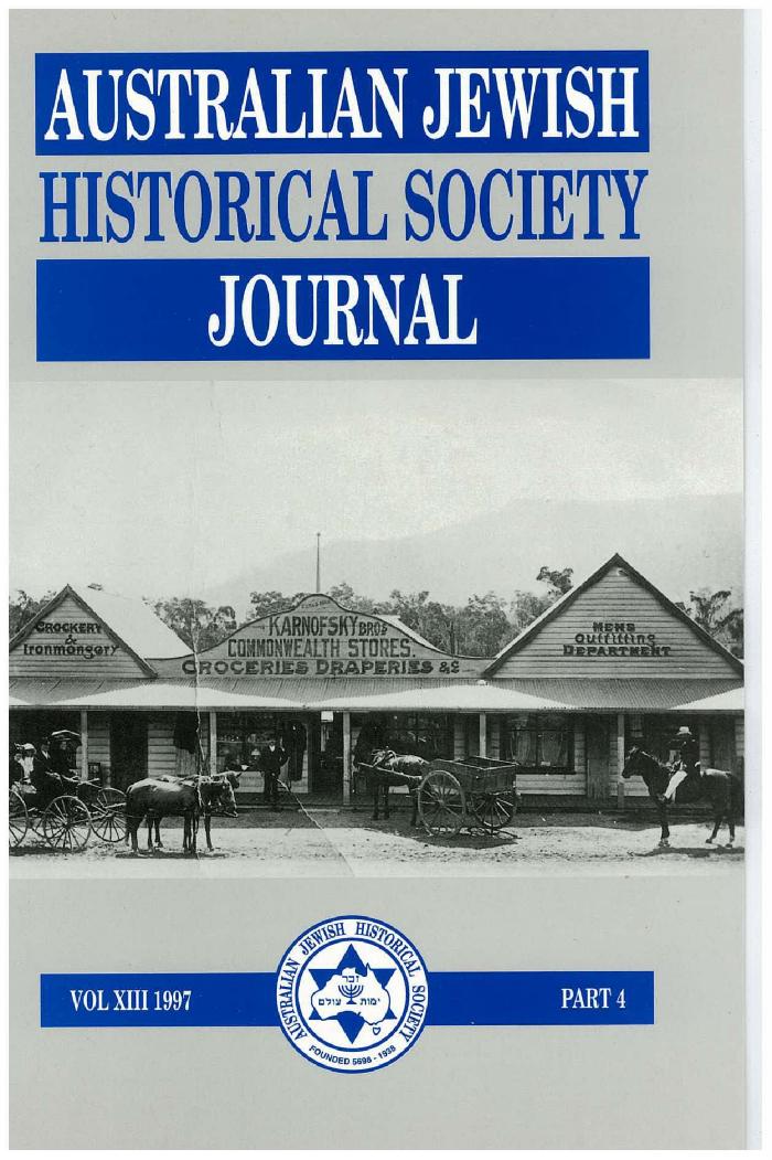 Australian Jewish Historical Society Journal, 13, 4 (1997)