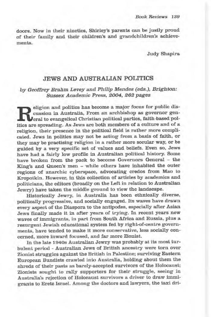 Jews in Australian Politics