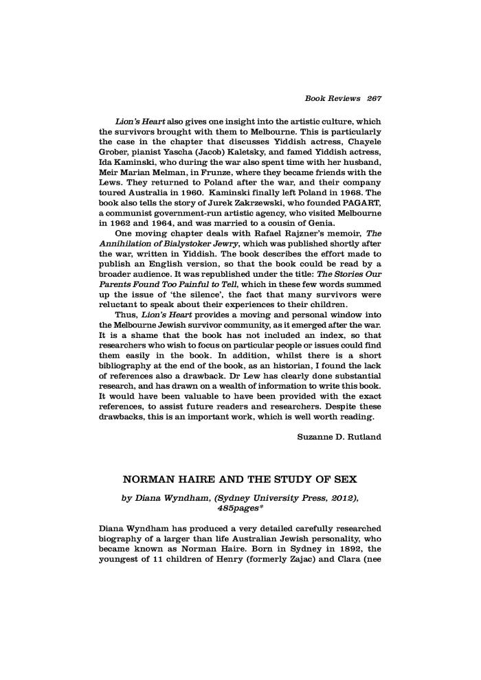 Norman Haire and the Study of Sex