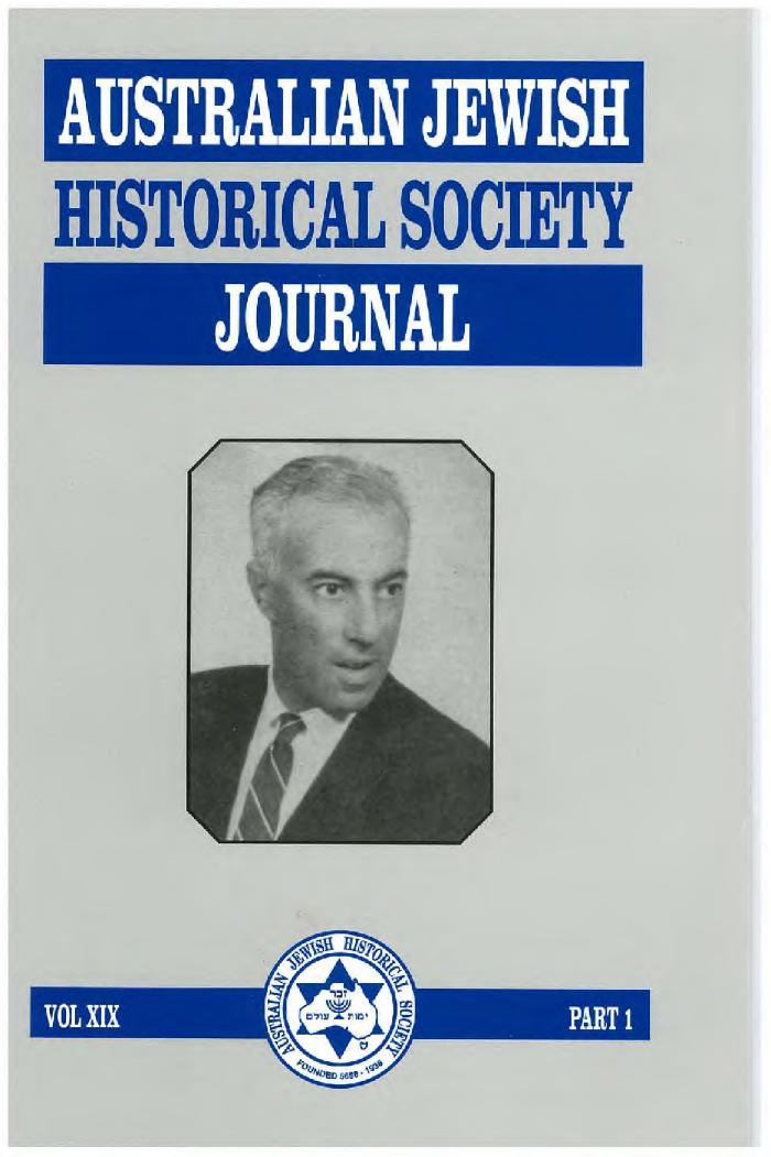 Australian Jewish Historical Society Journal, 19, 1 (2008)