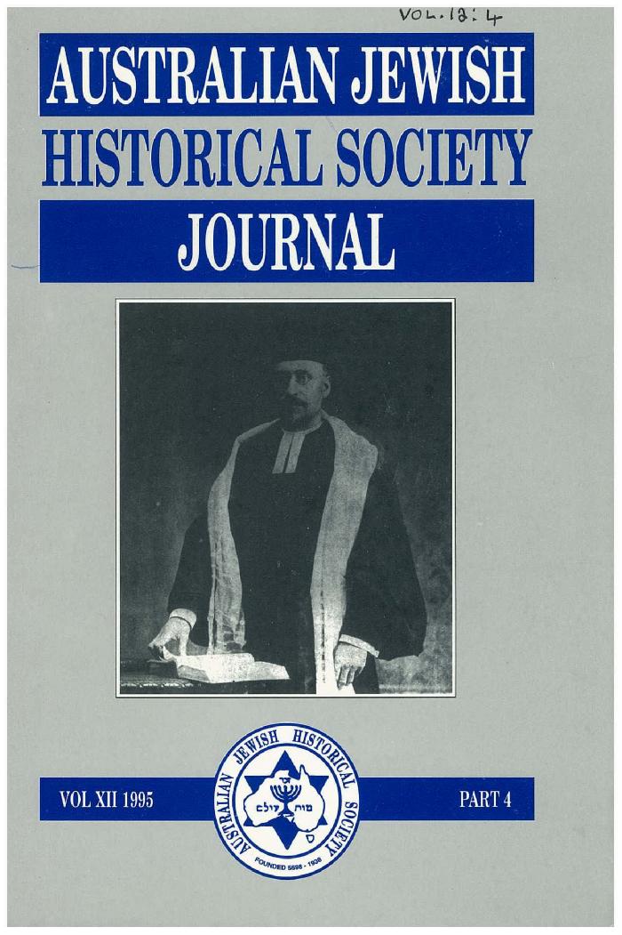 Australian Jewish Historical Society Journal, 12, 4 (1995)