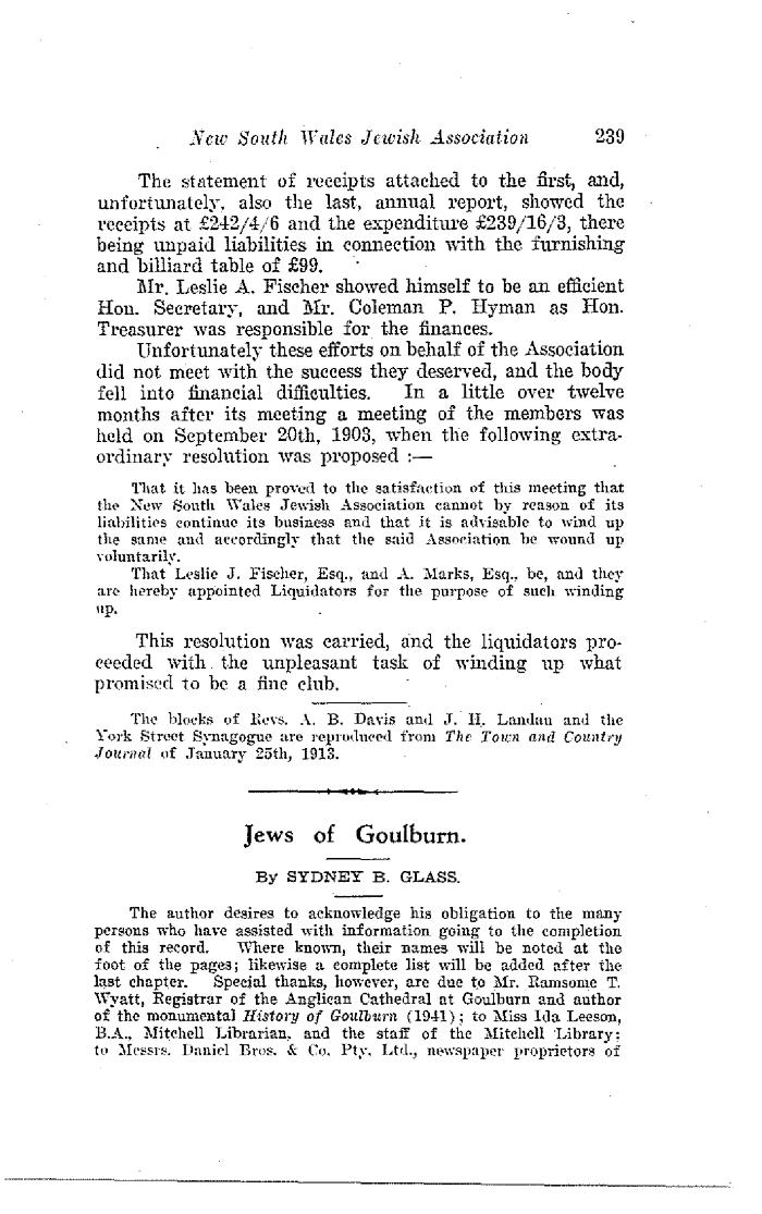 Jews of Goulburn