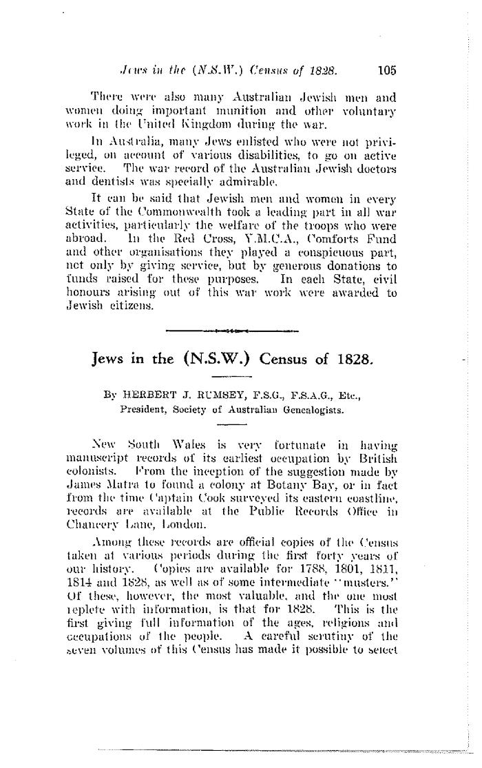 Jews in the (NSW) census of 1828