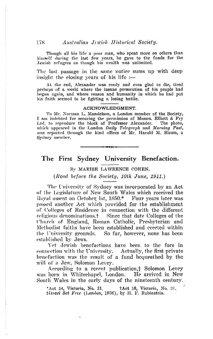 The first Sydney University benefaction