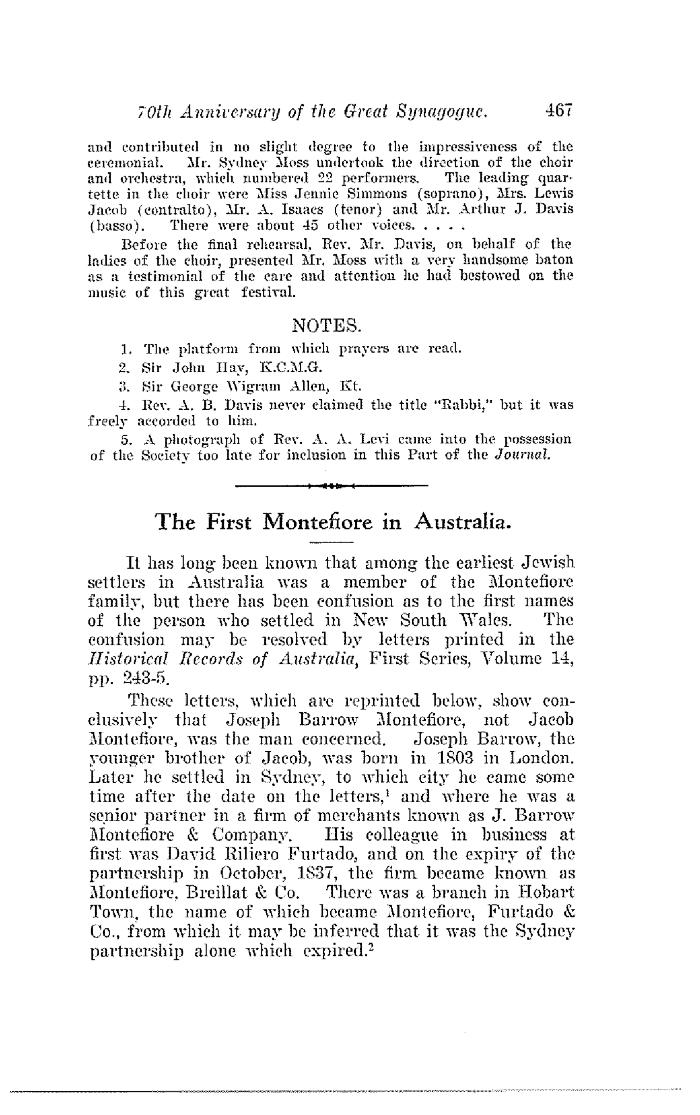 The first Montefiore in Australia