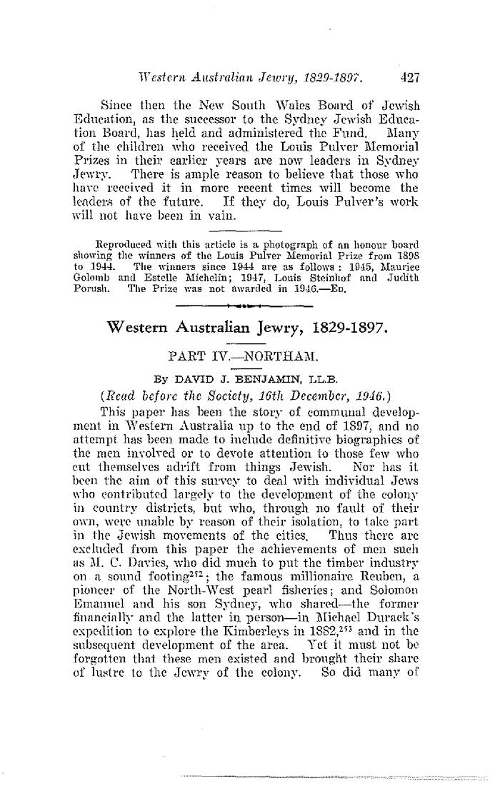 Western Australian Jewry 1829-1897 Part 4 Northam