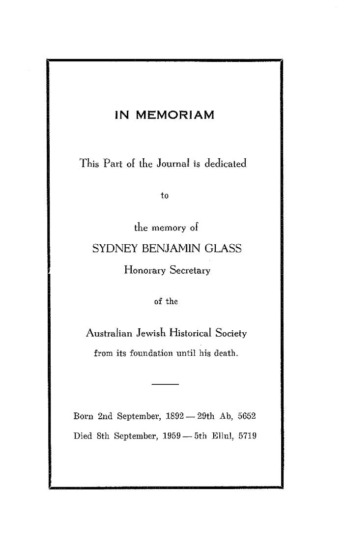 In memoriam- Sydney John Glass