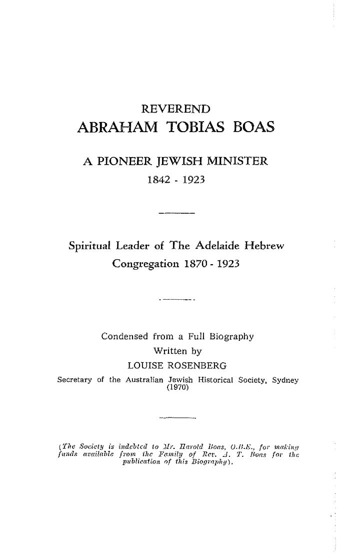 Reverend Abraham Tobias Boas