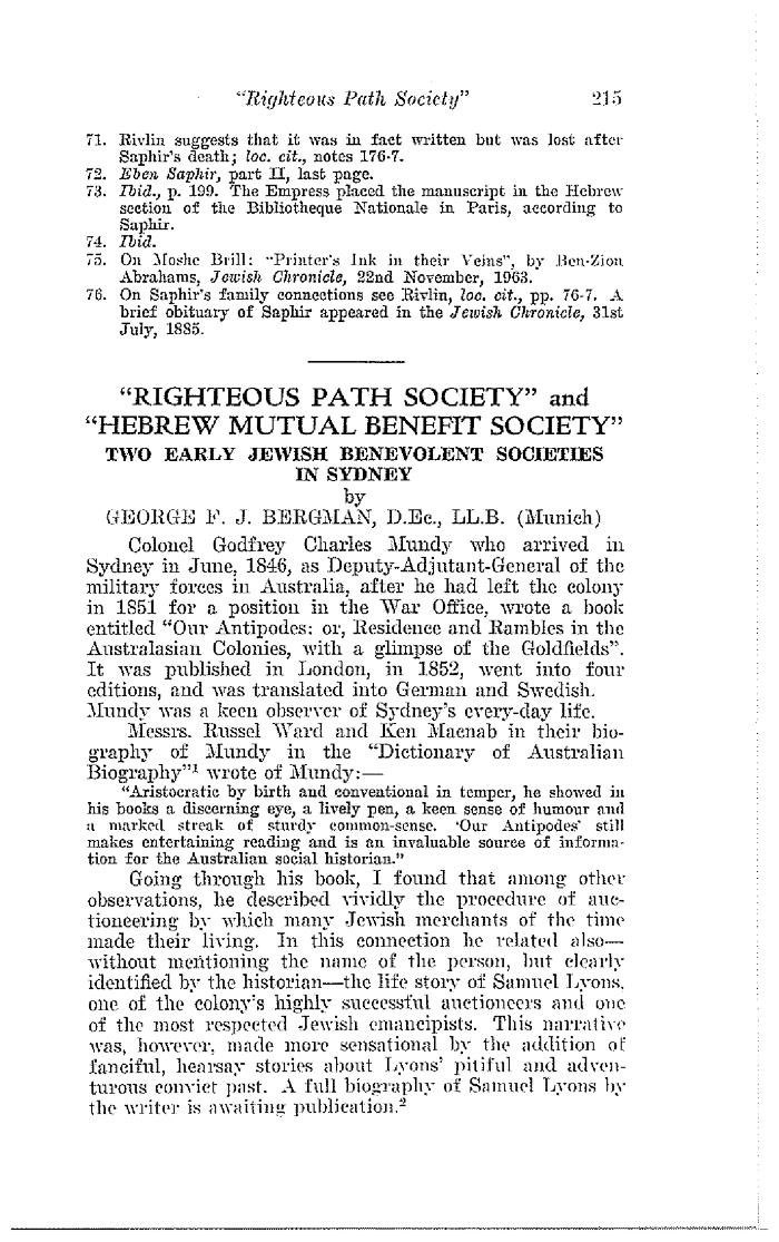 "Righteous Path Society" and "Hebrew Mutual Benefit Society"