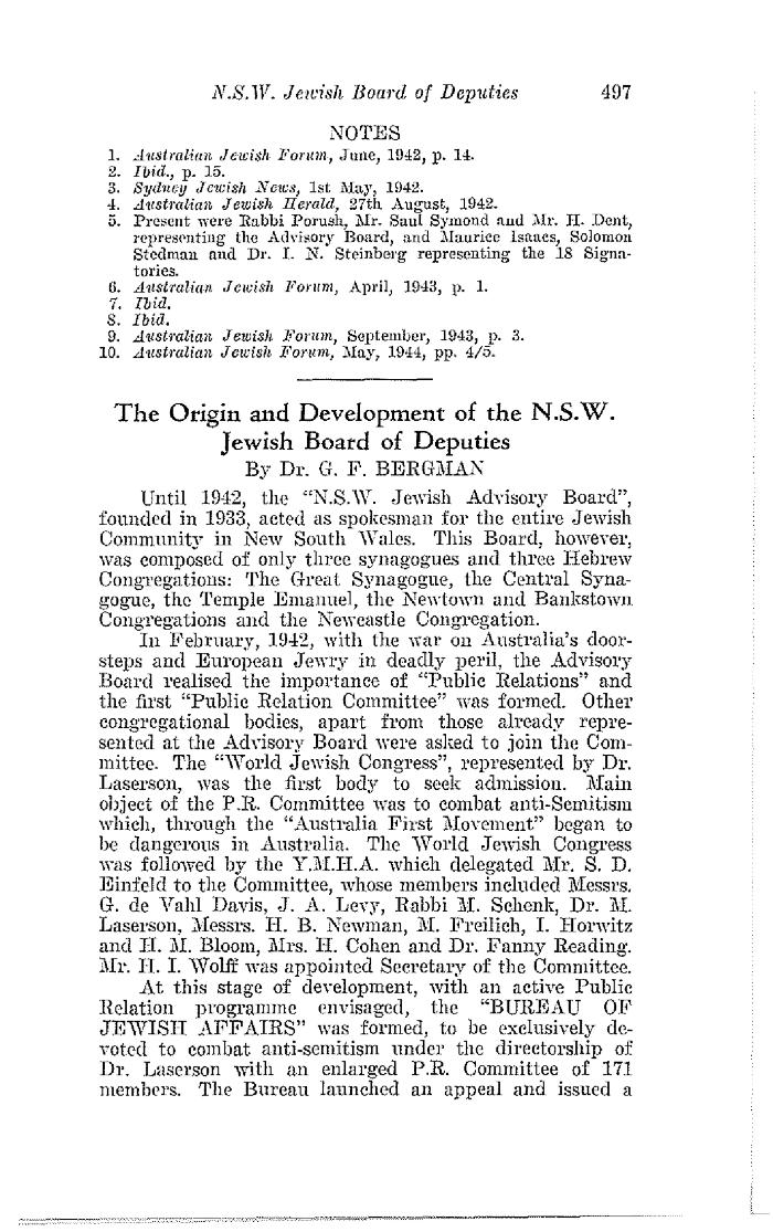 The origin and development of the NSW Jewish Board of Deputies